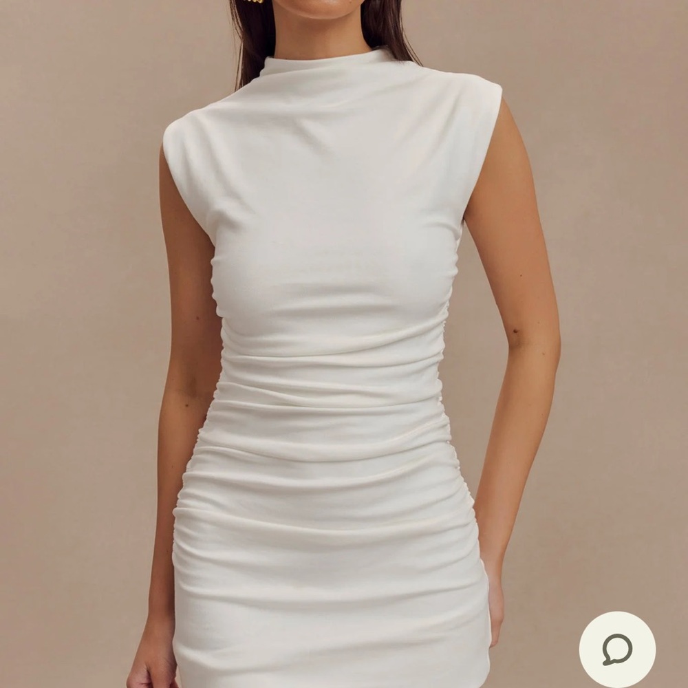 Meshki NWT Elliott High Neck White Ruched Mini Dress XS